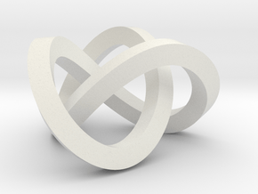 Trefoil knot (Square) in White Natural Versatile Plastic: Extra Small