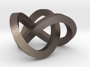 Trefoil knot (Square) in Polished Bronzed Silver Steel: Extra Small