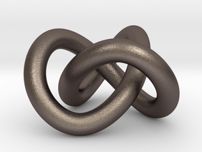 Trefoil knot (Circle) in Polished Bronzed Silver Steel: Extra Small