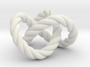 Trefoil knot (Rope) in White Natural Versatile Plastic: Extra Small