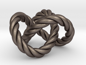 Trefoil knot (Rope) in Polished Bronzed Silver Steel: Extra Small