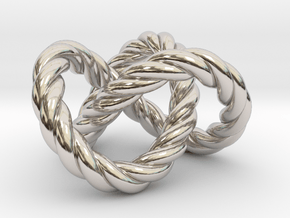 Trefoil knot (Rope) in Rhodium Plated Brass: Extra Small