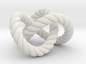 Trefoil knot (Rope with detail) in White Natural Versatile Plastic: Extra Small