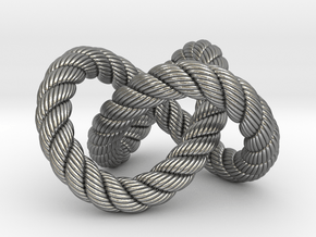 Trefoil knot (Rope with detail) in Natural Silver: Medium