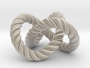 Trefoil knot (Rope with detail) in Rhodium Plated Brass: Medium