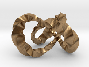 Varying thickness trefoil knot (Twisted square) in Natural Brass: Medium