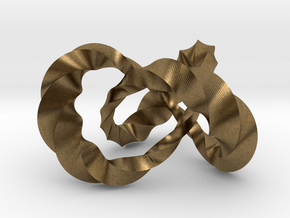 Varying thickness trefoil knot (Twisted square) in Natural Bronze: Medium