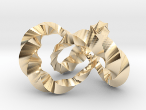 Varying thickness trefoil knot (Twisted square) in 14K Yellow Gold: Medium