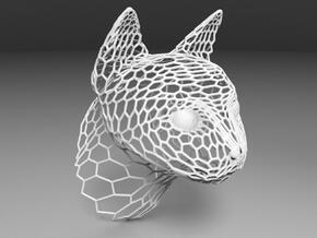 Voronoi Cat head in White Natural Versatile Plastic
