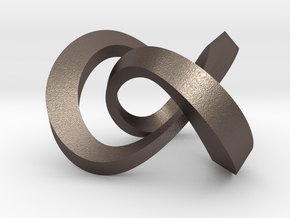 Varying thickness trefoil knot (Square) in Polished Bronzed Silver Steel: Medium