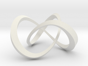 Varying thickness trefoil knot (Square) in White Natural Versatile Plastic: Large