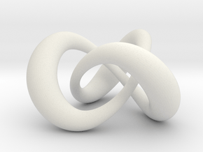 Varying thickness trefoil knot (Circle) in White Natural Versatile Plastic: Medium