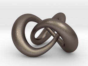 Varying thickness trefoil knot (Circle) in Polished Bronzed Silver Steel: Medium