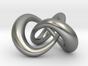 Varying thickness trefoil knot (Circle) in Natural Silver: Medium