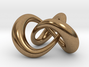 Varying thickness trefoil knot (Circle) in Natural Brass: Medium