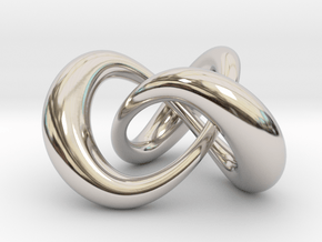 Varying thickness trefoil knot (Circle) in Rhodium Plated Brass: Medium