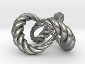 Varying thickness trefoil knot (Rope) in Natural Silver: Medium