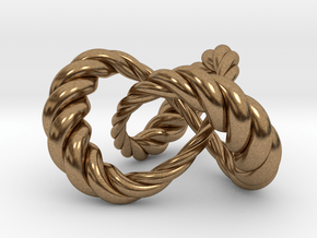 Varying thickness trefoil knot (Rope) in Natural Brass: Medium