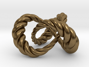 Varying thickness trefoil knot (Rope) in Natural Bronze: Medium