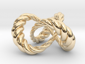 Varying thickness trefoil knot (Rope) in 14K Yellow Gold: Medium