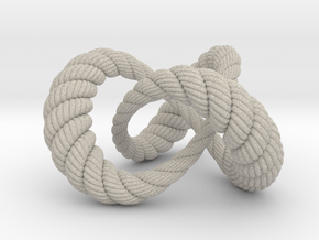 Varying thickness trefoil knot (Rope with detail) in Natural Sandstone: Medium
