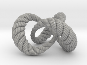 Varying thickness trefoil knot (Rope with detail) in Aluminum: Medium