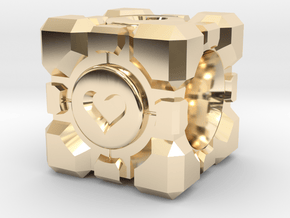 Portal Companion Cube Bead (for charm bracelets) in 14k Gold Plated Brass