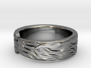 Tiger Textured & Tapered Ring in Fine Detail Polished Silver