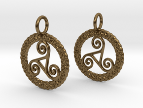 Triskelion Knot work earrings in Natural Bronze