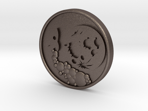 To the Moon Crypto Predictor Coin in Polished Bronzed Silver Steel