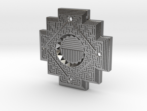 Inca Cross Amulet in Natural Silver: Small