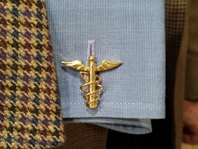 Doctor's Caduceus Cufflinks in 14k Gold Plated Brass