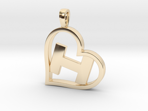 Alpha Heart 'H' Series 1 in 14k Gold Plated Brass