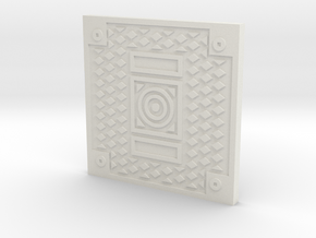 1:9 Scale Square Manhole Cover in White Natural Versatile Plastic