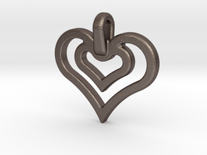 heart jewel in Polished Bronzed Silver Steel