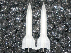 V-2 1/700 scale (two rockets) - sprue in Smooth Fine Detail Plastic
