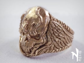 Skull Ring (Winged Fire Skull) in Natural Bronze: 10 / 61.5