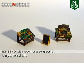 Display racks for greengrocers (N 1:160) in Tan Fine Detail Plastic