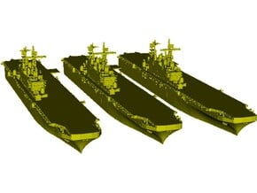 1/1800 scale USS Tarawa LHA-1 assault ships x 3 in Clear Ultra Fine Detail Plastic
