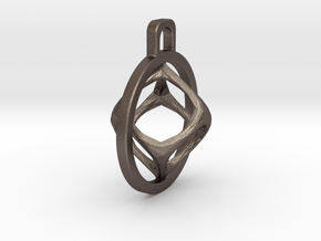 Cube Pendant in Polished Bronzed Silver Steel