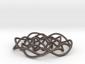 Rose knot 6/5 (Rope) in Polished Bronzed Silver Steel: Small