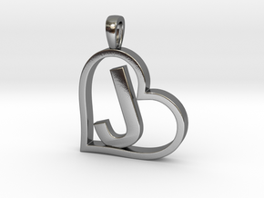 Alpha Heart 'J' Series 1 in Polished Silver