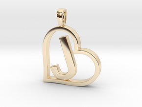 Alpha Heart 'J' Series 1 in 14k Gold Plated Brass