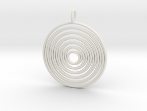 Pendant "Spiralinsky" 28mm Diameter + Loop in White Natural Versatile Plastic