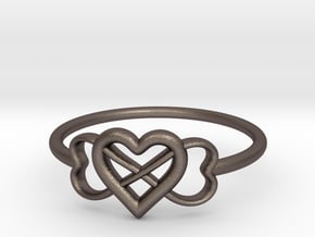 Infinity Love Ring  in Polished Bronzed Silver Steel: 5 / 49
