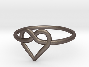 Infinity Love Ring  in Polished Bronzed Silver Steel: 5 / 49