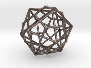 Icosahedron Dodecahedron Combination 1.6" in Polished Bronzed Silver Steel