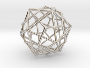 Icosahedron Dodecahedron Combination 1.6" in Rhodium Plated Brass
