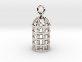 Cage Pendant in Rhodium Plated Brass