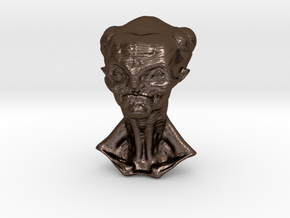 Granny Alien Bust  in Polished Bronze Steel